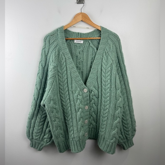 NAADAM Women Chunky Cable Knit Cardigan Sweater Size XL - Picture 1 of 6